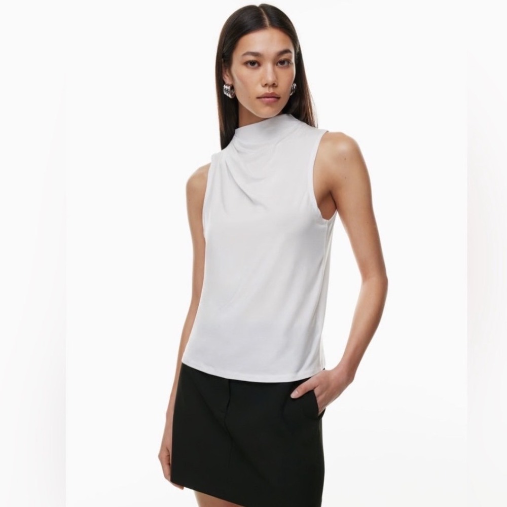Babaton Aritzia Boardroom Sleeveless Mock Neck Draped Front Tank Top Medium